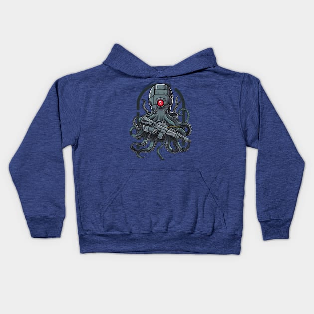 Pulpo Robótico Armado Kids Hoodie by Retro-Vintage0